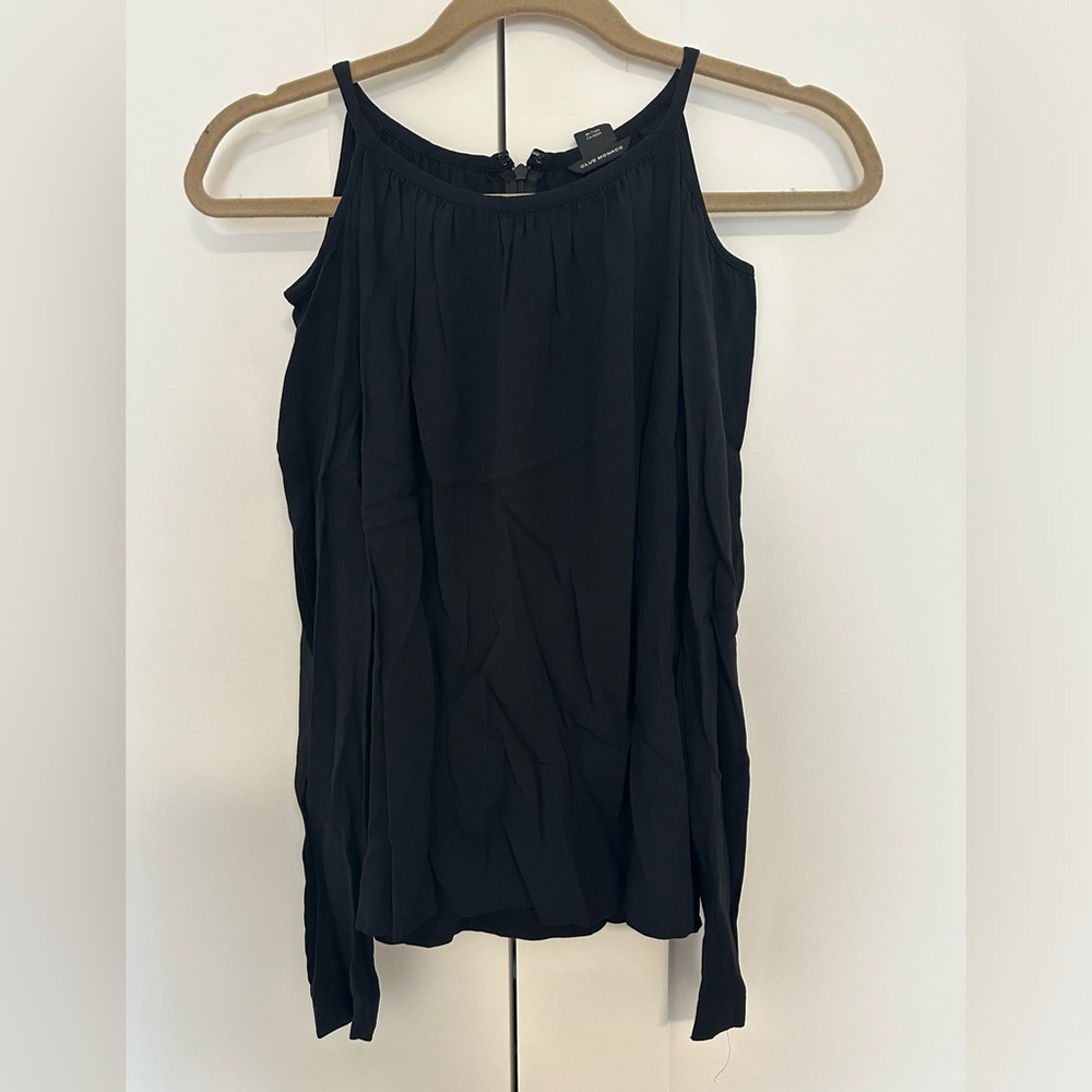 Club Monaco Black Long-Sleeve top with Cut-Out Shoulder